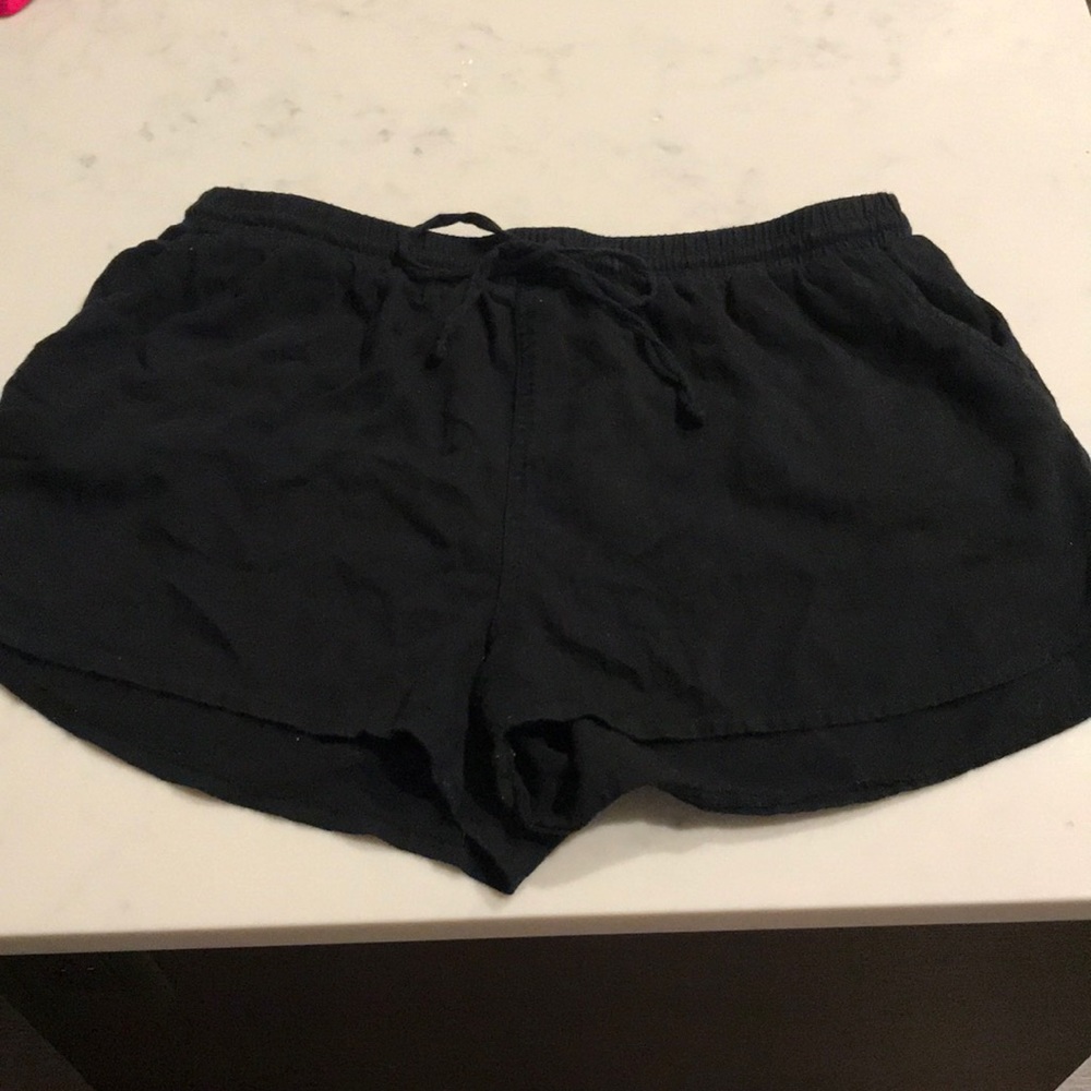 Black Drawstring Flowy Shorts
